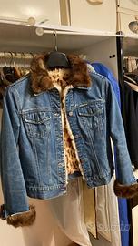 giubbino in jeans  e pelliccia caldissimo