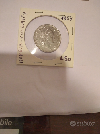 Moneta italiana vulcano lire 50 lire del 1954 usato  Napoli