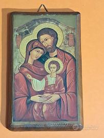 Icona in legno Sacra famiglia