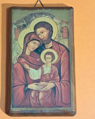 Icona in legno Sacra famiglia