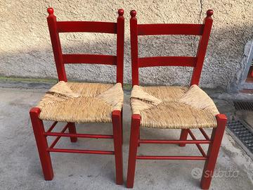 Sedia paesana in legno rossa