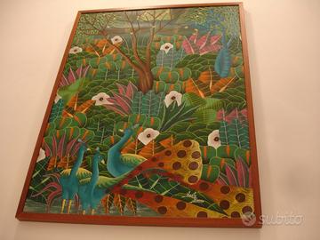 Quadro acrilico su tela Lesly Pierre 75x100 pavoni