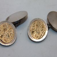 Stupendi gemelli antichi Inglesi oro su argento