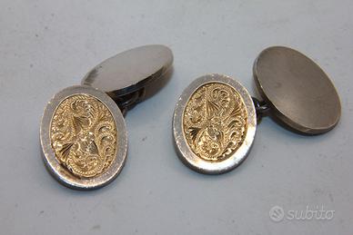 Stupendi gemelli antichi Inglesi oro su argento