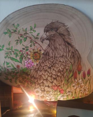Aquila pirografata a mano