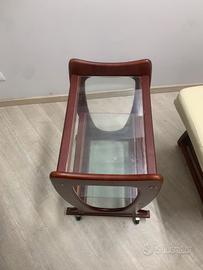 Carrello Portaoggetti SPA in Legno con Vetro