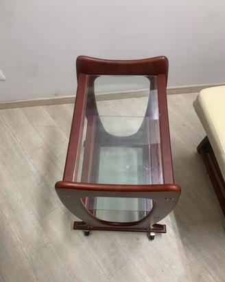 Carrello Portaoggetti SPA in Legno con Vetro