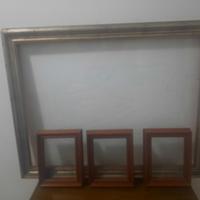 4 CORNICI CON VETRO LEGNO PREGIATO VINTAGE