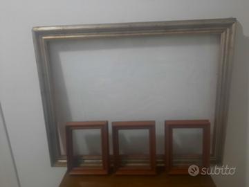 4 CORNICI CON VETRO LEGNO PREGIATO VINTAGE