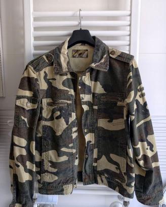 Giacca stile militare di jeans mimetica NUOVA