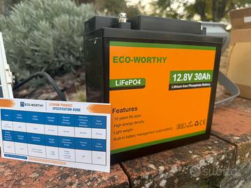 Batteria al litio 12 V 30 Ah ECO-WORTHY LifePo4