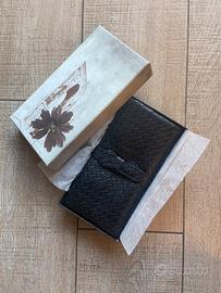 Portafoglio Donna Nero Intrecciato Grande