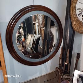 Specchio vintage rotondo cornice in legno 