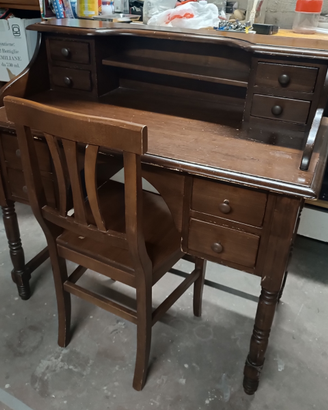 Scrittoio scrivania in legno massello con cassetti