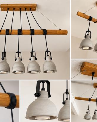 Lampadari e faretti stile indistriale legno e grig