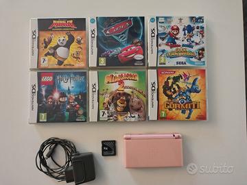 NINTENDO DSLITE ROSA + ALIMENTATORE + GIOCHI 