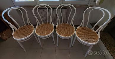 Set di 4 sedie Thonet con paglia di Vienna, (1981)