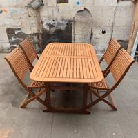 TAVOLO GIARDINO LEGNO ESTENSIBILE CON SEDIE