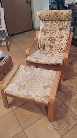 Poltrona Ikea Poang con poggiapiedi