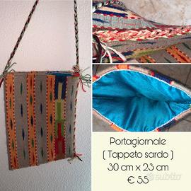Portagiornale/ borsa tappeto sardo