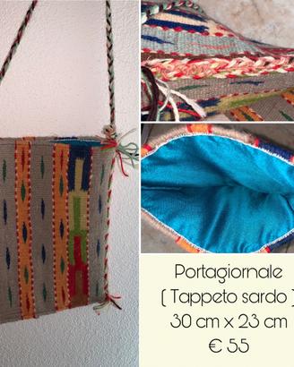 Portagiornale/ borsa tappeto sardo