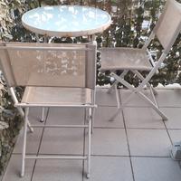 Set tavolo rotondo e 2 sedie da esterno 