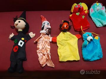 Marionette burattini da muovere con mano vintage