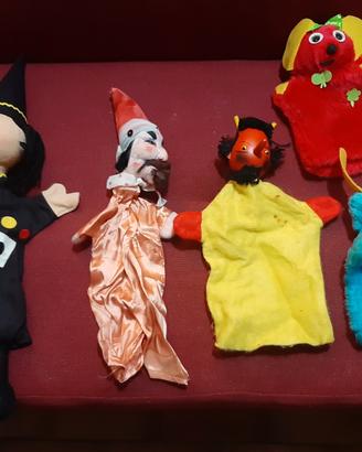 Marionette burattini da muovere con mano vintage