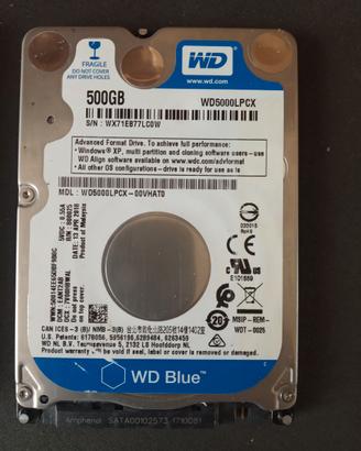 Hard Disk  2,5" 500 Gb