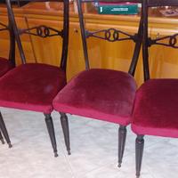 sedie legno seduta velluto bordeaux 