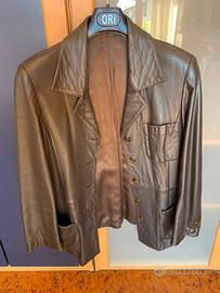 Giacca di pelle marrone taglia 44