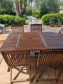 Tavolo+carrello+sedie in acacia