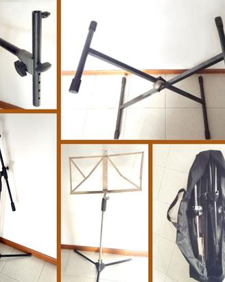 Stand X con braccio, asta mic. leggio e borsa
