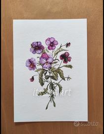 Stampa Fine Art Violette – Acquerello floreale