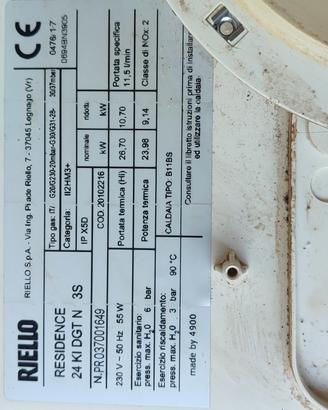 scheda caldaia Riello Residence 24 KI DGT N 3S