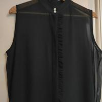 Blusa smanicata trasparente 