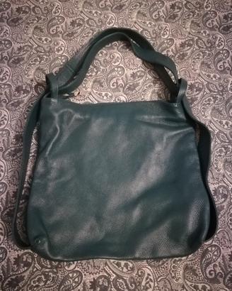borsa /zaino in vera pelle color petrolio