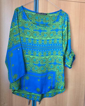 Zara Woman – Blusa fantasia paisley verde e blu el