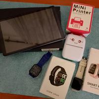Tablet+due smartwatch bluetooth+stampante mini