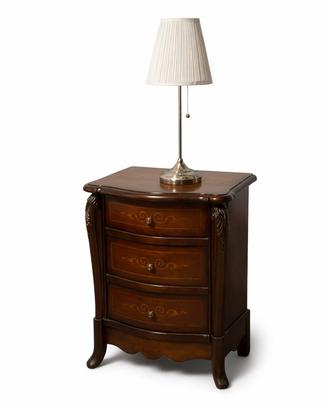 comodino in legno intagliato più lampada