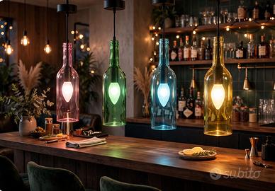 Lampade bottiglia colorate design set 4 pezzi