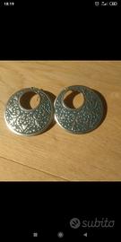 Orecchini cerchio colore argento e verde acqua