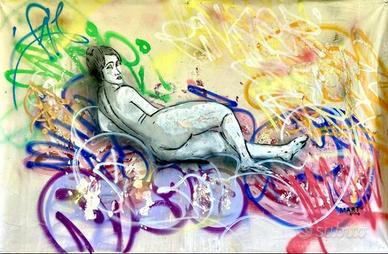 Mart Signed , quadro spray e acrilico su tela