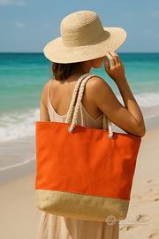 Borsa Mare Arancione con Dettagli in Corda