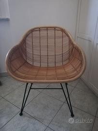 Poltrona in rattan e acciaio