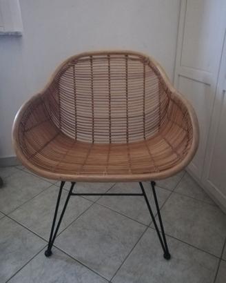 Poltrona in rattan e acciaio