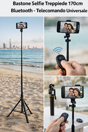 Bastone Selfie Treppiede 170 cm scatto Bluetooth