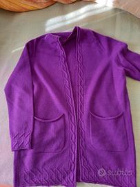 Cardigan viola in lana