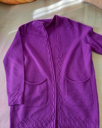 Cardigan viola in lana