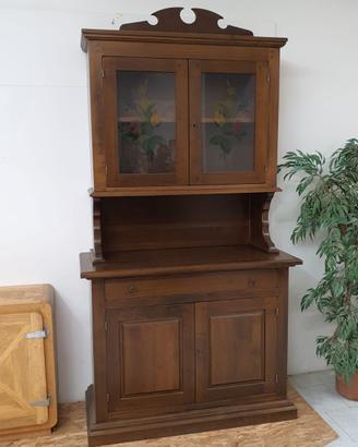 Credenza vetri noce classica madia vetrinetta